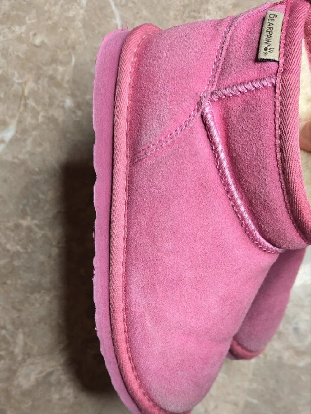 BearPaw Kids Pink Suede Fleece-Lined Boots